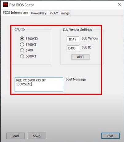 Red BIOS Editor Interface